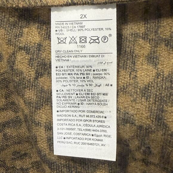 New Old Navy Leopard Print Long Line Coat 2X Textured Jacquard Tall Mob Wife - Picture 9 of 15